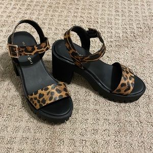 Cheetah print sandal heels